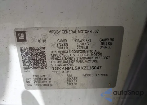 2019 GMC Acadia Slt-1 from USA, damaged, VIN 1GKKNMLSXKZ116047